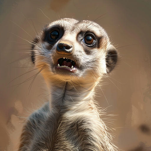 Surprised meerkat, captured moment, natural context