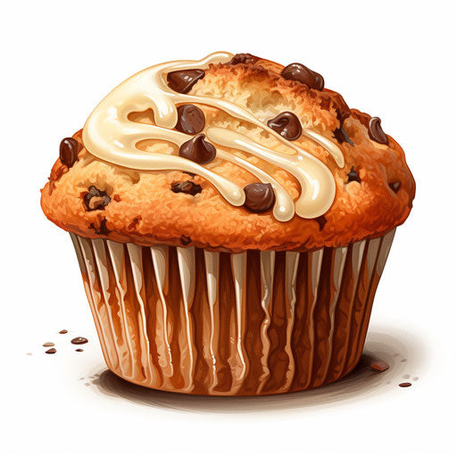 Muffin illustration in Oil painting style, on a white background