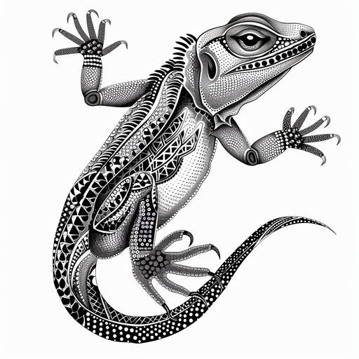 Dotwork clipart style flat tattoo sketch of a lizard