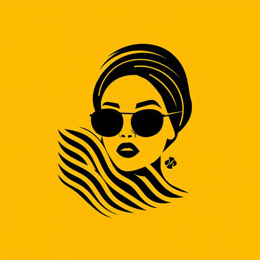 Trendy fashion logo with modern sans-serif fonts and a vibrant yellow background