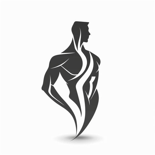 Fitness logo with abstract human figure on white background