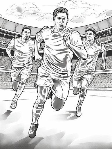 Soccer players coloring, soviet style, light colors