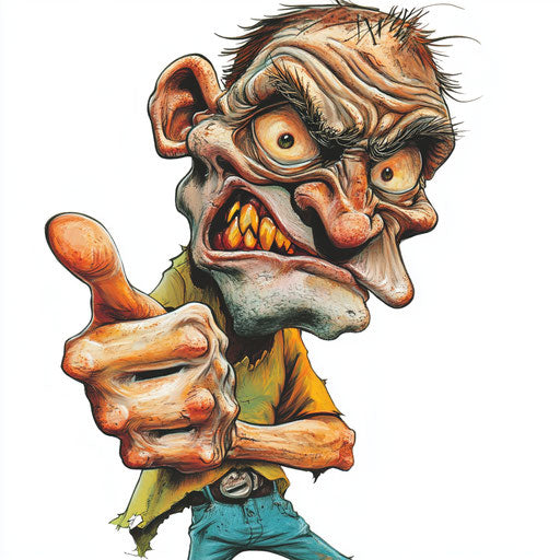 Humorous caricature of a zombie clipart with human characteristics