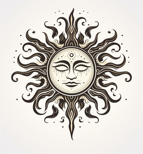 Sun tattoo indigenous motifs exotic realism style
