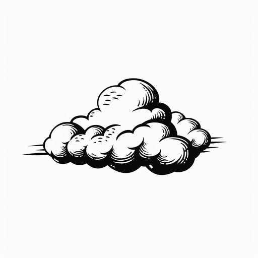 Simple cloud tattoo on white background, minimalist style