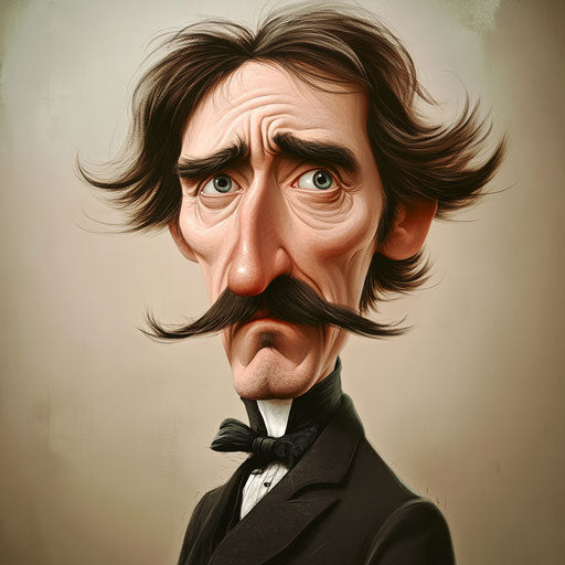 Humorous caricature of a Robert Louis Stevenson clipart