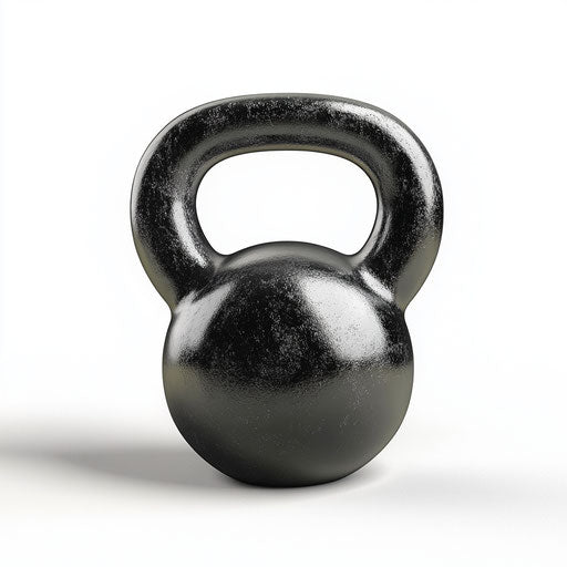 Realistic 3D kettlebell on flat white background, isolated clipart