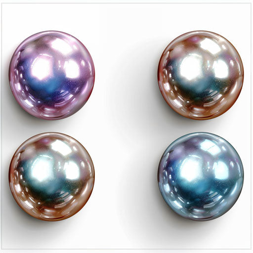 Realistic pearl clipart on flat white background, vibrant colors