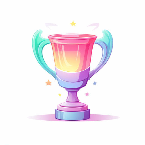 Pastel Colors Art style trophy clipart on white background