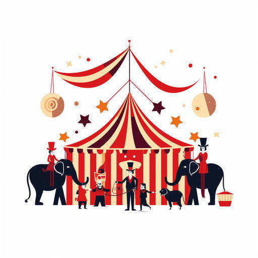 Minimalist circus illustration on white background