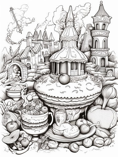 Coloring page of captivating dessert
