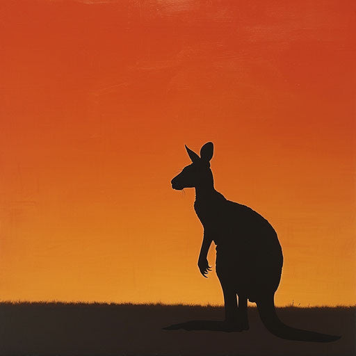 Sunset over red kangaroo in Australian desert