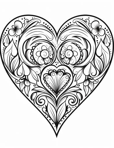 Heart coloring pages for kids, simplified forms and shapes