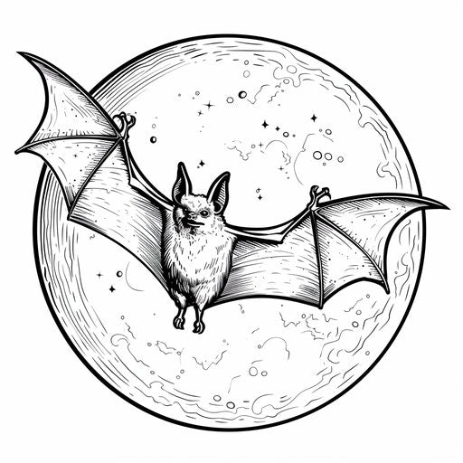 Bat flying under the full moon