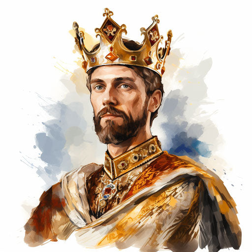 Royal crown clipart in the style of oil painting, on white background