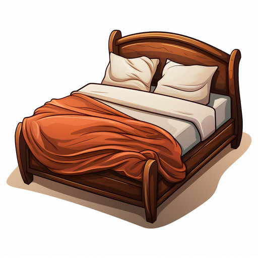 Bed drawing in the style of Chiaroscuro Art, on white background