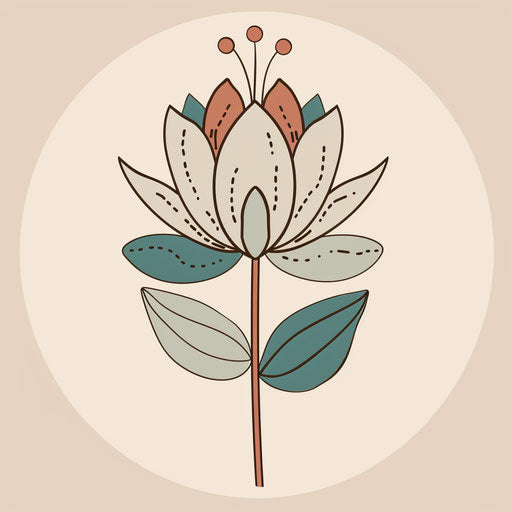 Zen flat tattoo sketch of March birth flower in clipart style