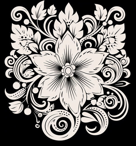 Floral design with swirls and leaves