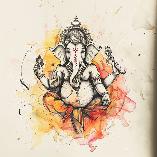 Subtle tattoo sketch of Ganesha in clipart style