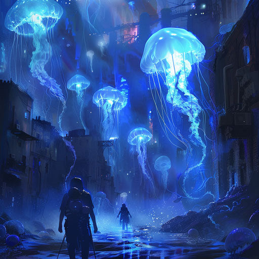 A dystopian world where bioluminescent jellyfish are the only source of light