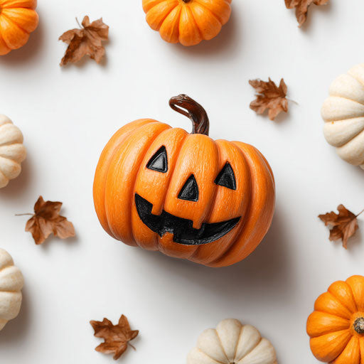 Cheerful Jack-o'-Lantern Surrounded by Curious Elements