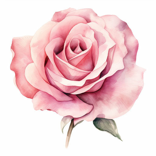 Watercolor sketch of pink rose, minimalist style