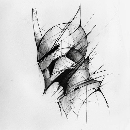 Minimalist tattoo sketch of a knight's profile