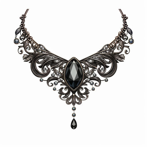 Necklace clipart in the style of Chiaroscuro Art, on white background