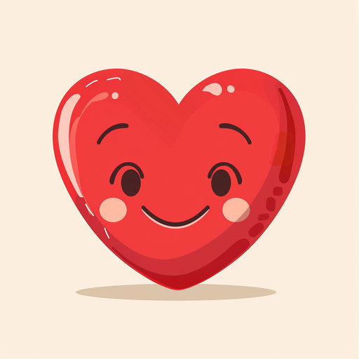 Cheerful cartoon funny red cute heart, caricature style
