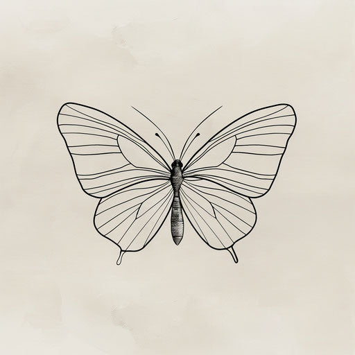 Minimalist single-line butterfly, black on pale grey