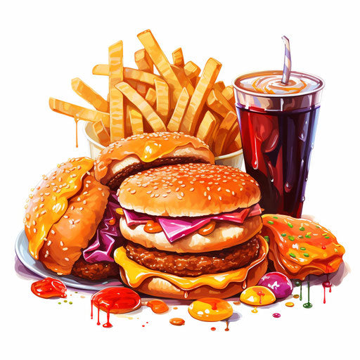 Junk food illustration in the style of Impressionistic Art