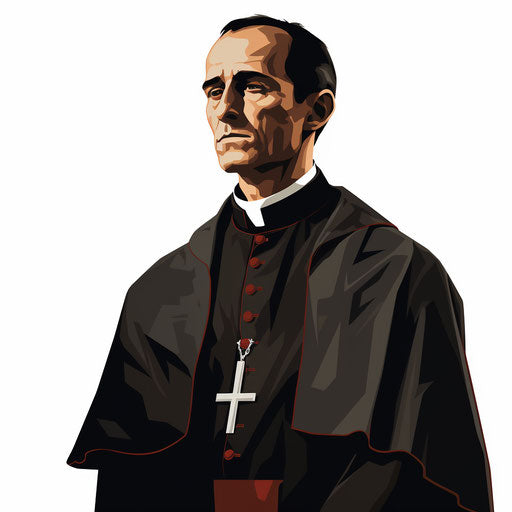 Illustration of priest in the style of Chiaroscuro Art, on white background