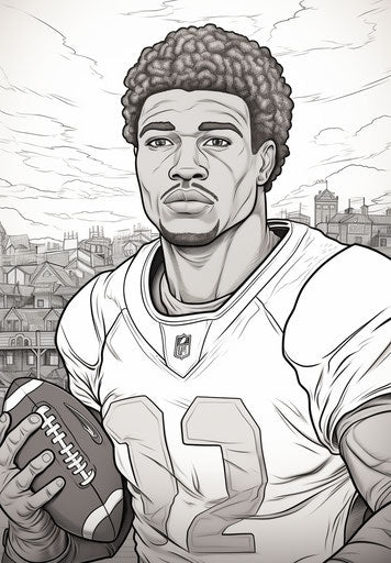Football player coloring, richly colored skies, realistic details