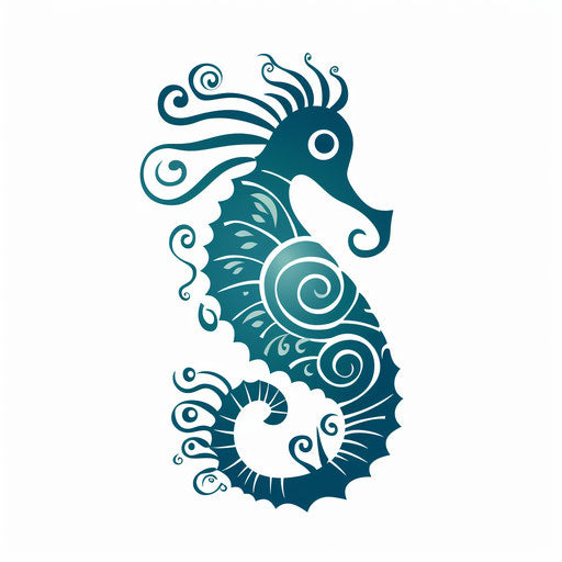 Minimalist seahorse clipart, on white background