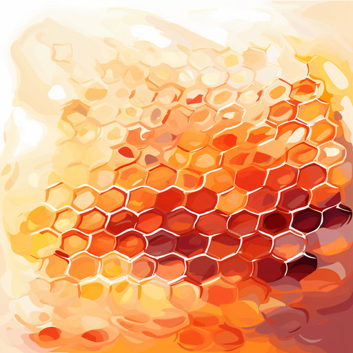 Honeycomb illustration in the style of Impressionistic Art, on white background