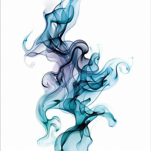 Oceanic blue and teal smoke blending to shape a wave tattoo