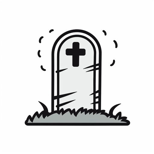 Minimalist-style gravestone clipart on white background