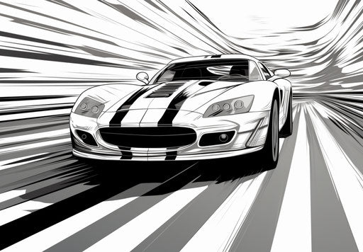 Sports car with stripes coloring pages