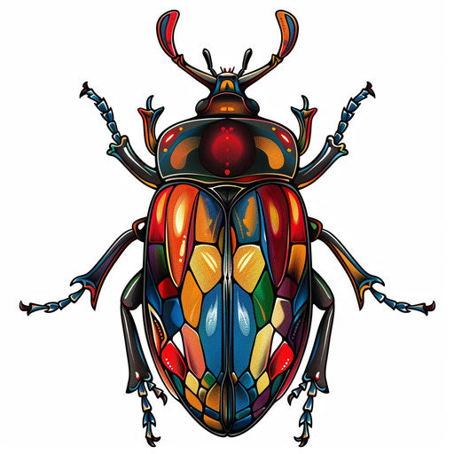 Tattoo sketch of a beetle in stained glass style