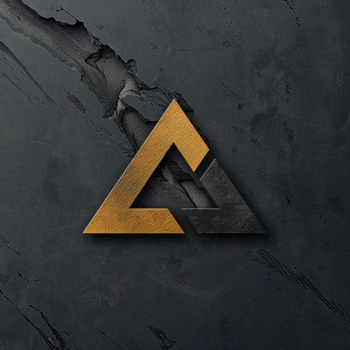 Stylish travel logo with angular shapes on dark grey background