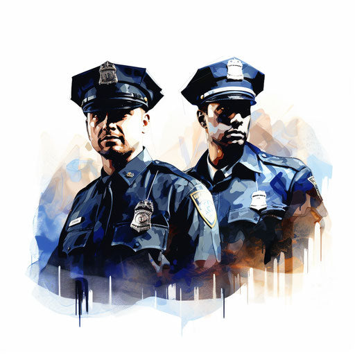 Police clipart in the style of Impressionistic Art