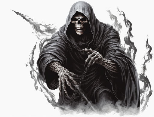 Grim reaper drawing, hd png download, in dark silver and light silver style, uhd image, associated press photo, cobra 112:85