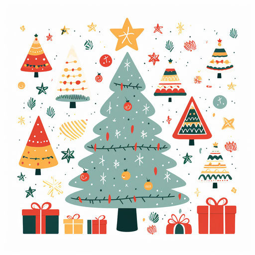 Minimalist Merry Christmas clipart on white background