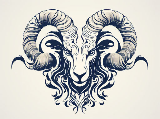 Ram zodiac head tattoo vector in inuit art style
