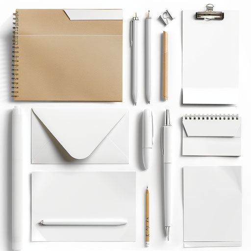 Stationery clipart in a photo realistic style on a white backdrop