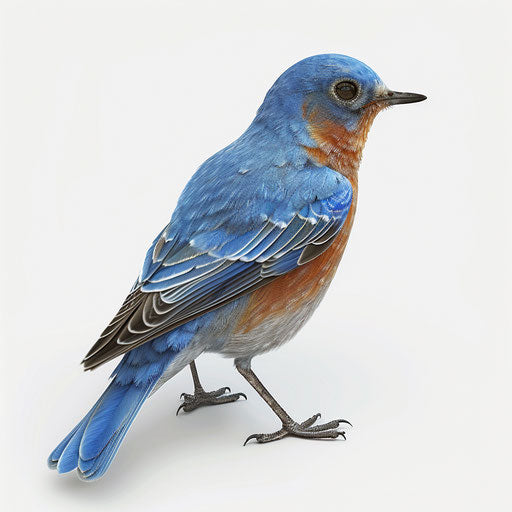 Realistic blue bird on white background