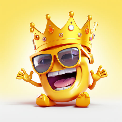 The smiling emoticon wearing sunglasses and a crown