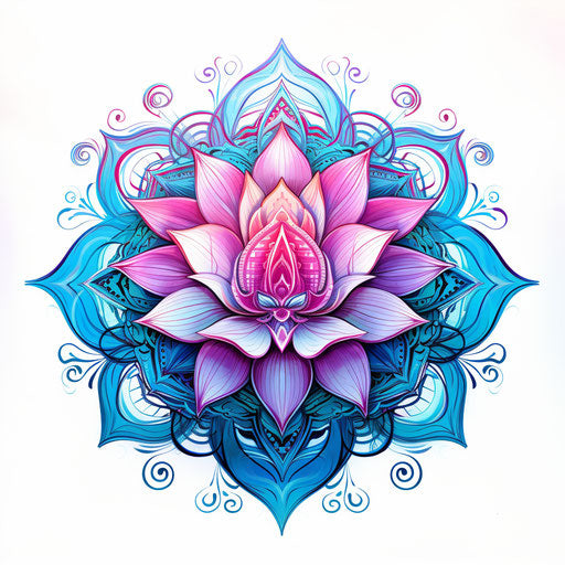 Mystical art with lotus flower and abstract design