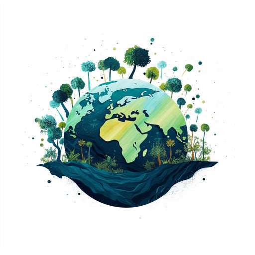 Earth Day illustration in Minimalist style, on white background