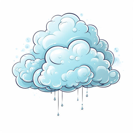 Rain clouds in oil painting style on white background